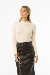 Cream Overlap Mock Neck Top