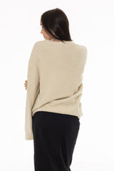 Cream Oversized Knit Sweater Top
