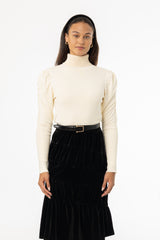 Cream Puff Sleeve Knit Turtleneck Sweater