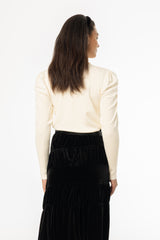 Cream Puff Sleeve Knit Turtleneck Sweater