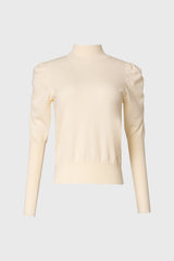 Cream Puff Sleeve Knit Turtleneck Sweater