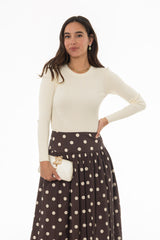 Cream Ribbed Knit Top