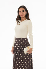 Cream Ribbed Knit Top