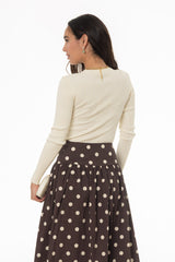 Cream Ribbed Knit Top