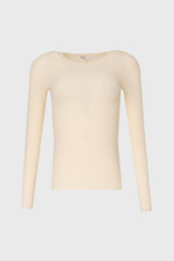 Cream Ribbed Knit Top