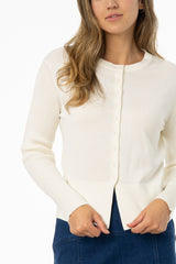 Cream Ribbed Sleeve Cardigan
