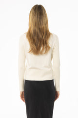 Cream Ribbed Sleeve Cardigan