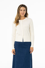 Cream Ribbed Sleeve Cardigan