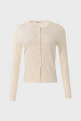 Cream Ribbed Sleeve Cardigan