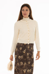 Cream Ruffled Edge Knit Cardigan