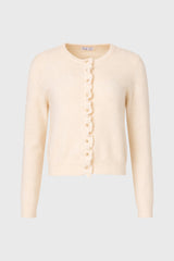 Cream Ruffled Edge Knit Cardigan