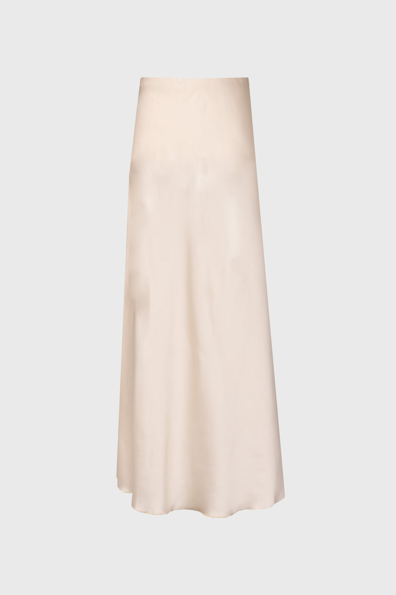 Cream A-Line Maxi Satin Effect Skirt