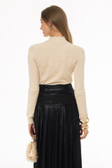 Cream Scalloped Bow Sweater