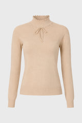 Cream Scalloped Bow Sweater