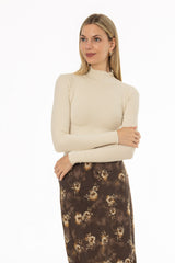 Cream Scalloped Trim Turtleneck