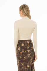 Cream Scalloped Trim Turtleneck