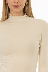 Cream Scalloped Trim Turtleneck