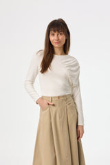 Cream Side Ruched Top