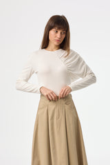 Cream Side Ruched Top