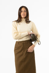 Cream Sparkle Balloon Sleeve Sweater