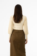 Cream Sparkle Balloon Sleeve Sweater