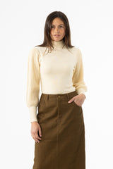 Cream Sparkle Balloon Sleeve Sweater