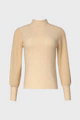 Cream Sparkle Balloon Sleeve Sweater