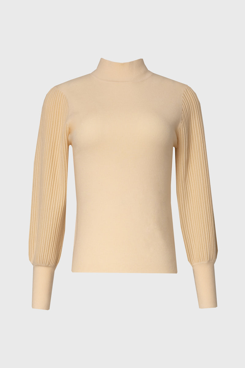 Cream Sparkle Balloon Sleeve Sweater