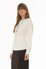 Cream Tie Wrap Knit Sweater