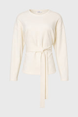 Cream Tie Wrap Knit Sweater