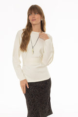Cream Tie Wrap Knit Sweater