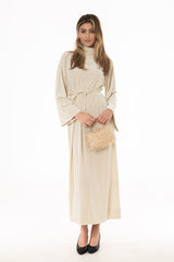 Cream Velvet Turtleneck Maxi Dress