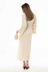 Cream Velvet Turtleneck Maxi Dress