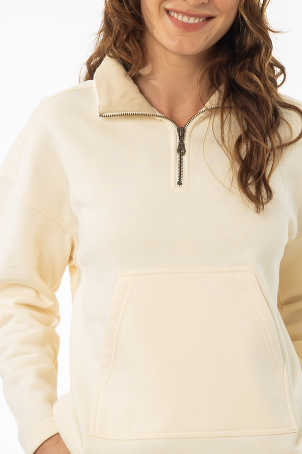 Cream Quarter Zip Sweater