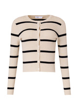 Cream and Black Striped Knit Cardi