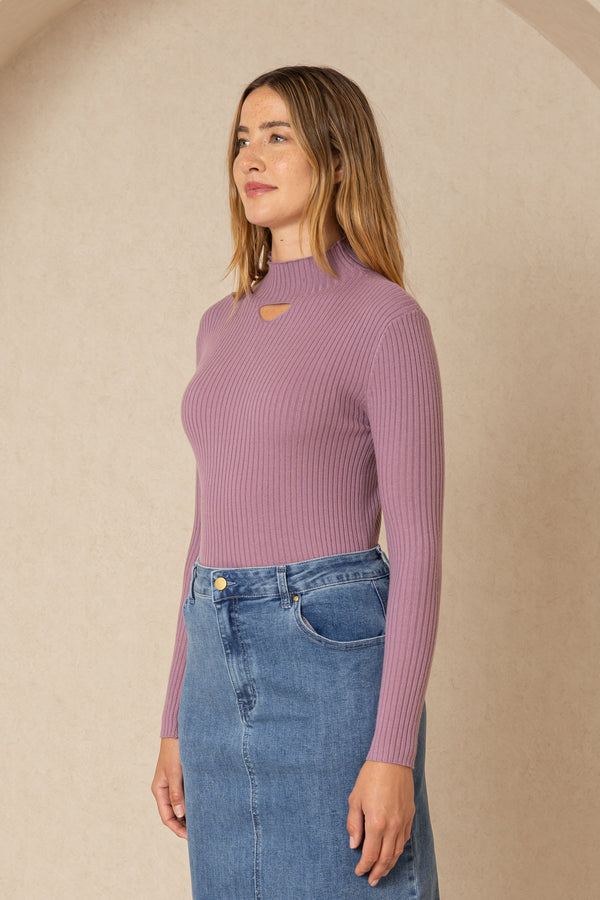 Purple Cutout Sweater