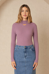 Purple Cutout Sweater