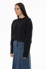 Dark Charcoal Oversized Knit Sweater Top