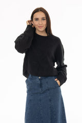 Dark Charcoal Oversized Knit Sweater Top