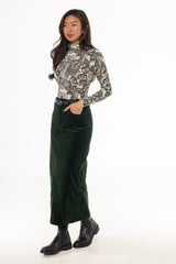 Dark Green Corduroy Maxi Skirt