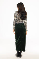 Dark Green Corduroy Maxi Skirt