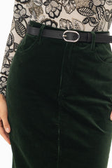 Dark Green Corduroy Maxi Skirt