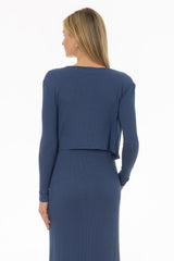 Denim Blue Basic Cardigan