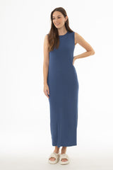 Denim Blue Ribbed Maxi Jumper
