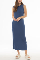Denim Blue Ribbed Maxi Jumper