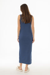 Denim Blue Ribbed Maxi Jumper