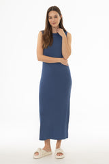 Denim Blue Ribbed Maxi Jumper