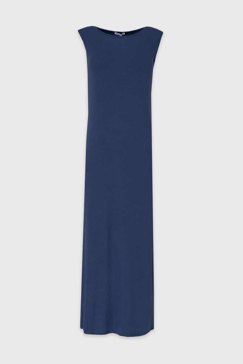 denim maxi jumper dress Denim Blue Ribbed Maxi Jumper – BLANK