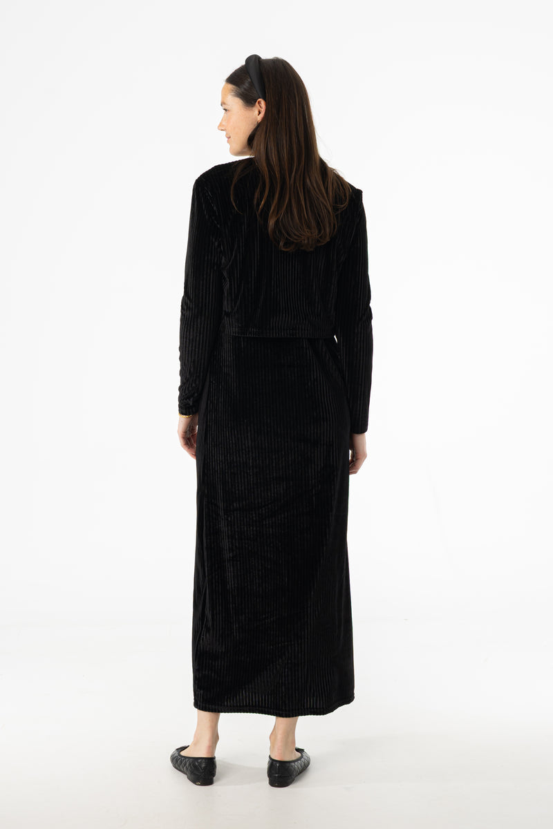 Black Ribbed Velour Jumper