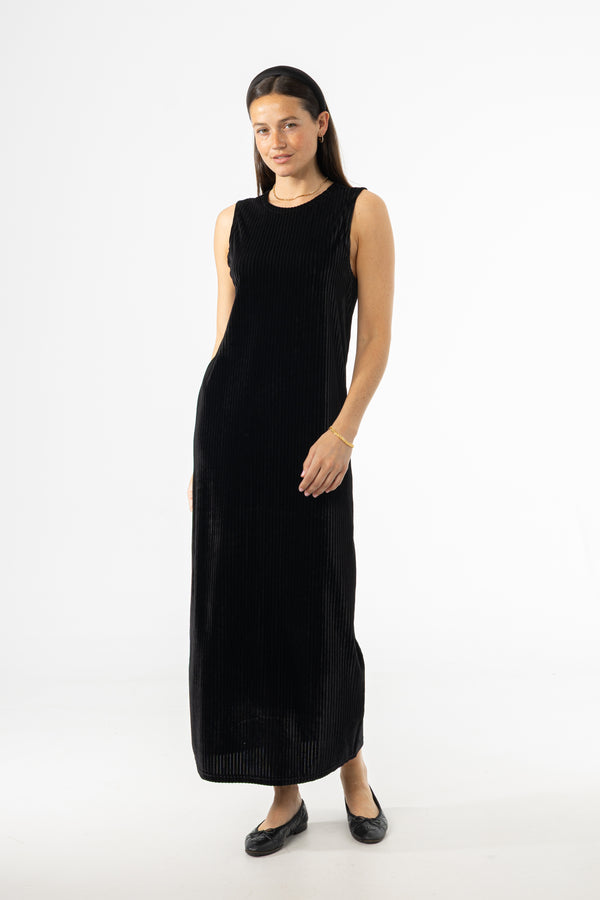 Black Ribbed Velour Jumper